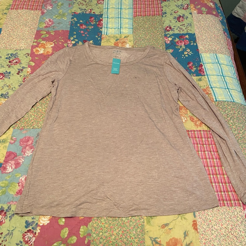 Maurice's 24/7 Long Sleeve Tee Taupe NWT